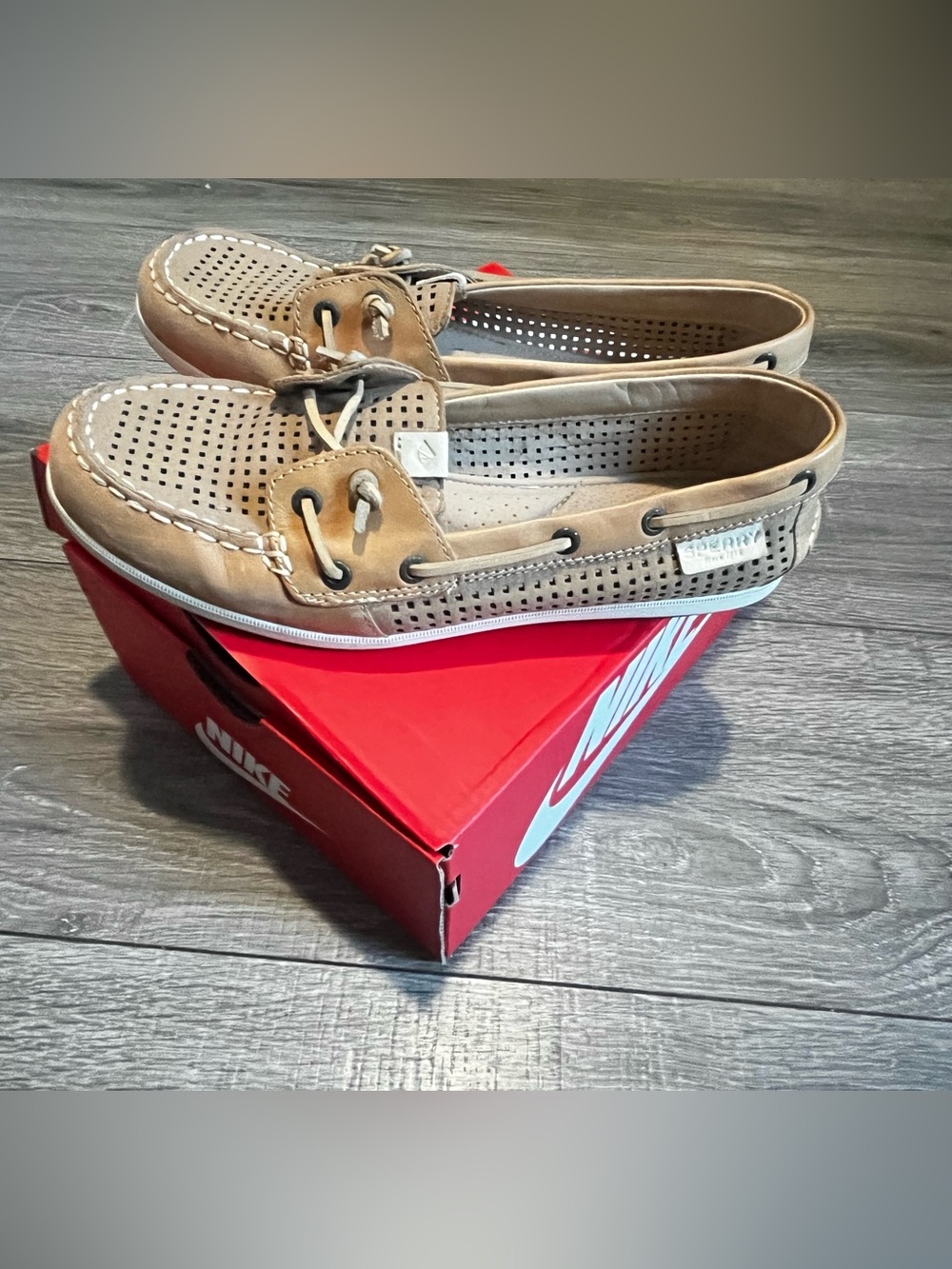 NWOT Sperry Too Sider Perforated Tan Leather - Slip-On Boat Shoe